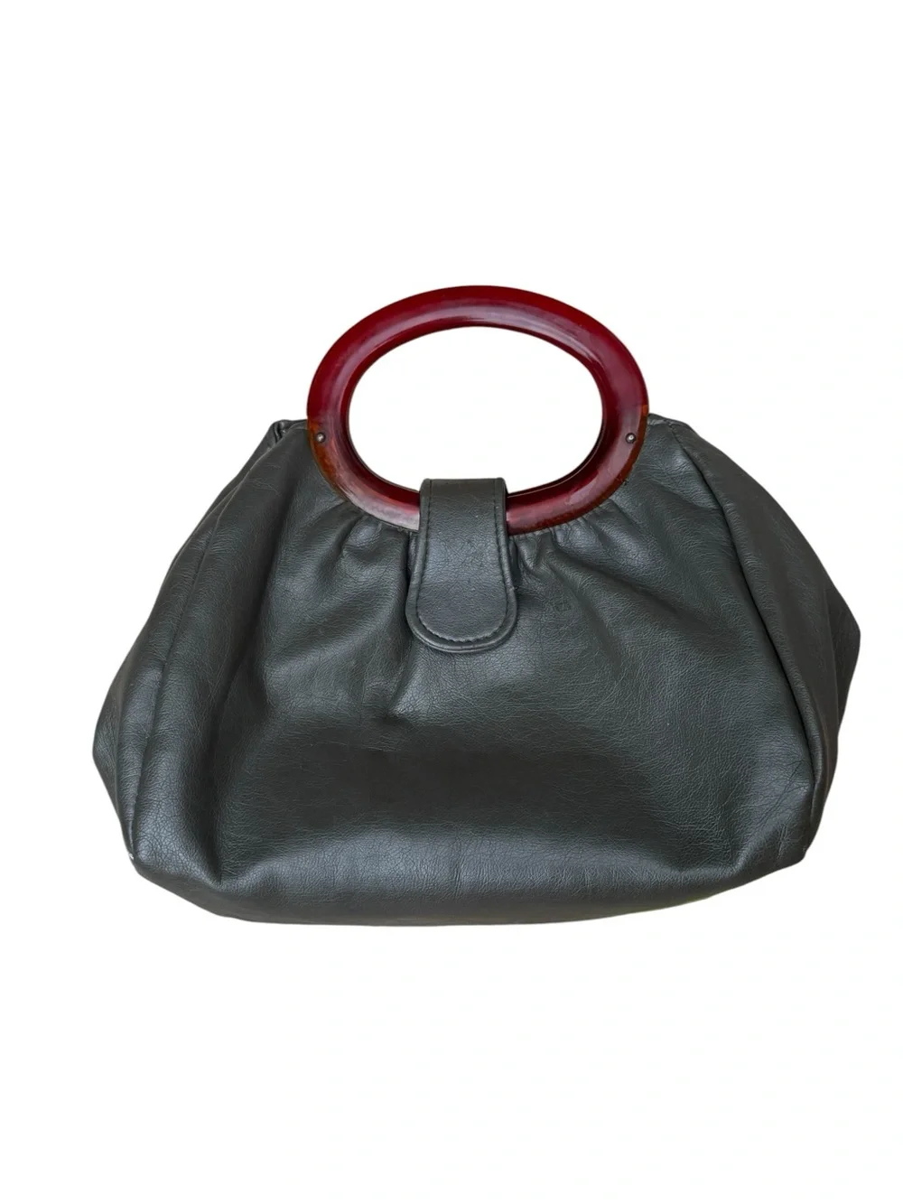 JR Florida Calfskin Leather Lucite Handle Vintage Satchel Bag